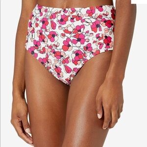 Tommy Hilfiger High Waisted Floral Pink Red White Swim Bikini Bottom Magenta